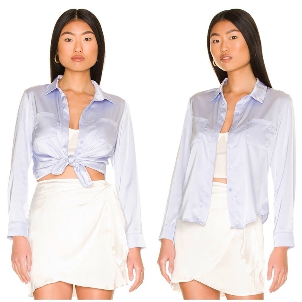 Superdown Carolina Button Up Top in Sky Blue Size S